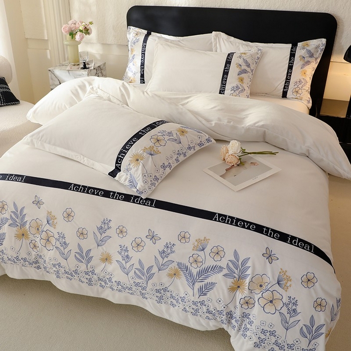 91家纺网 家纺一手货源 找家纺 唐人居 2025新款宝宝绒绣花四件套-塞纳河畔 塞纳河畔-米白