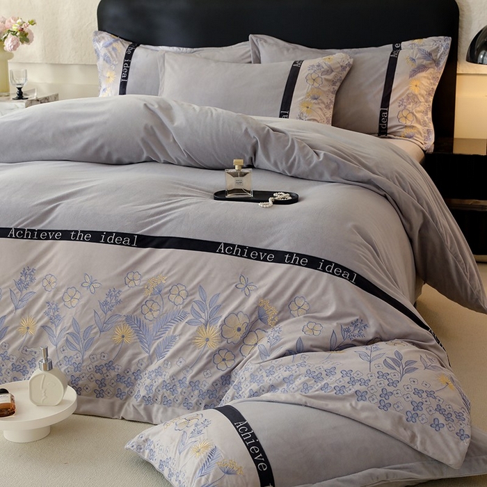 91家纺网 家纺一手货源 找家纺 唐人居 2025新款宝宝绒绣花四件套-塞纳河畔 塞纳河畔-浅灰