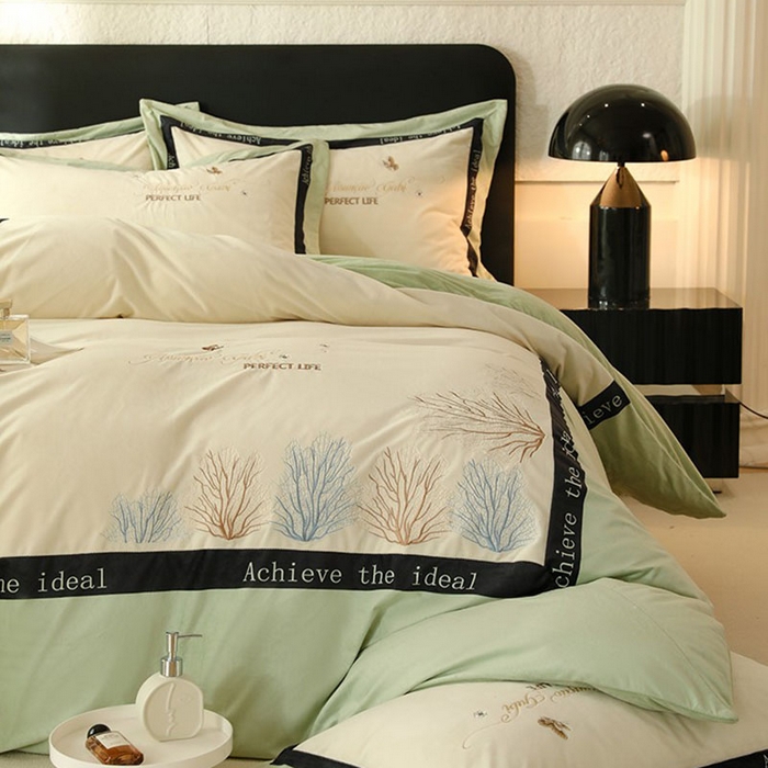 91家纺网 家纺一手货源 找家纺 唐人居 2025新款宝宝绒绣花四件套-塞纳河畔 塞纳河畔-浅绿