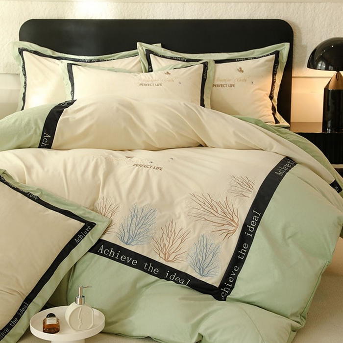 91家纺网 家纺一手货源 找家纺 唐人居 2025新款宝宝绒绣花四件套-塞纳河畔 塞纳河畔-浅绿