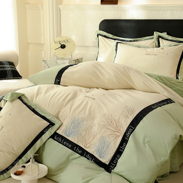 91家纺网 家纺一手货源 找家纺 唐人居 2025新款宝宝绒绣花四件套-塞纳河畔 塞纳河畔-浅绿