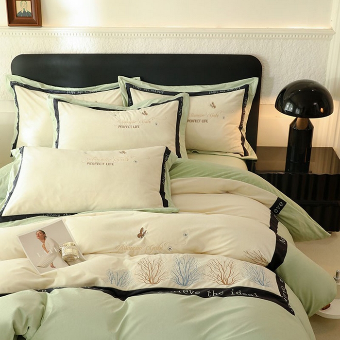 91家纺网 家纺一手货源 找家纺 唐人居 2025新款宝宝绒绣花四件套-塞纳河畔 塞纳河畔-浅绿