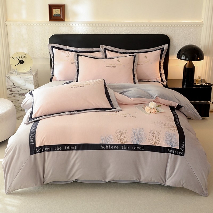 91家纺网 家纺一手货源 找家纺 唐人居 2025新款宝宝绒绣花四件套-塞纳河畔 塞纳河畔-紫粉