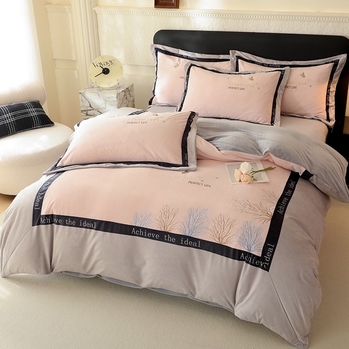 91家纺网 家纺一手货源 找家纺 唐人居 2025新款宝宝绒绣花四件套-塞纳河畔 塞纳河畔-紫粉