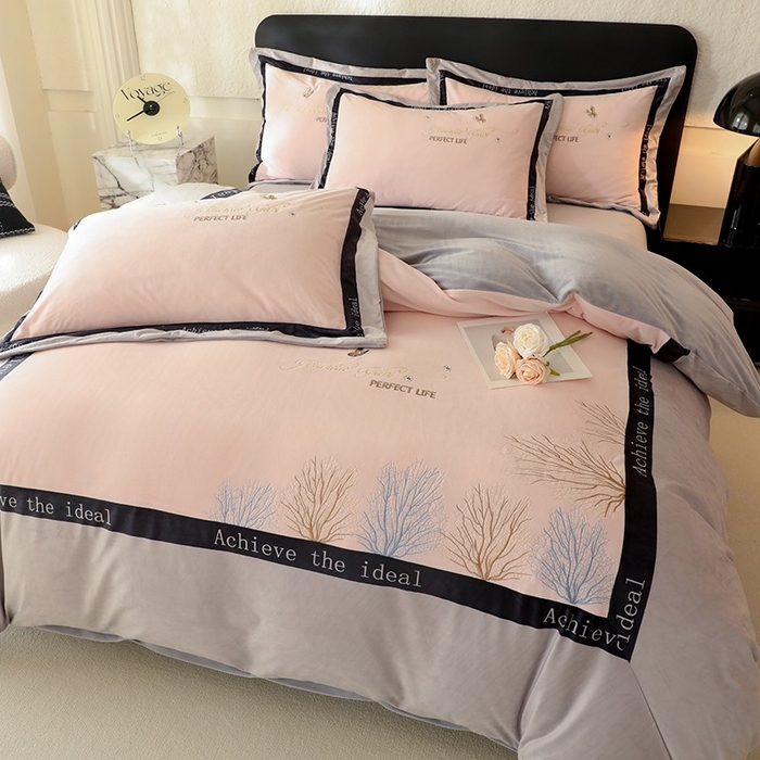 91家纺网 家纺一手货源 找家纺 唐人居 2025新款宝宝绒绣花四件套-塞纳河畔 塞纳河畔-紫粉