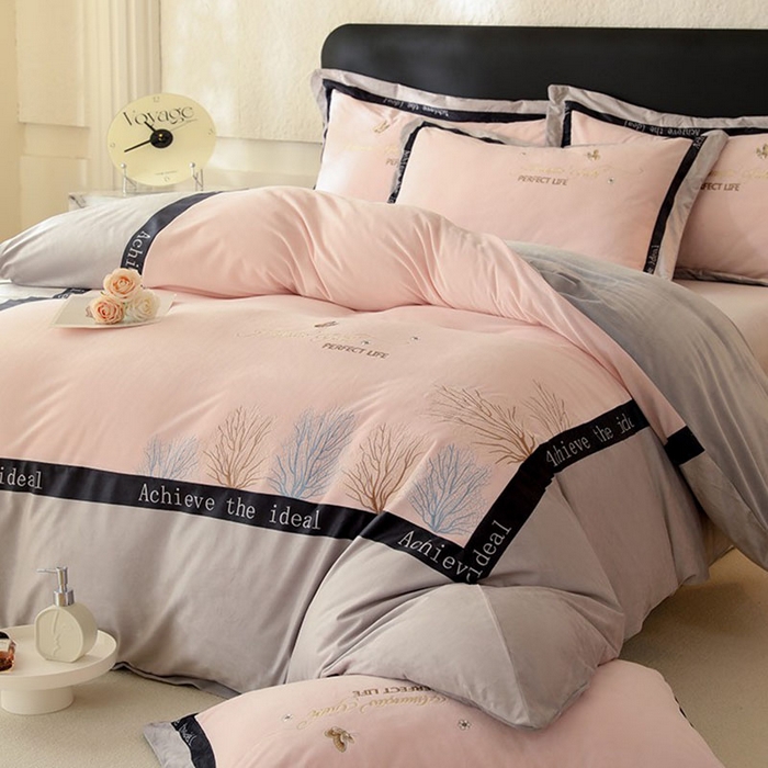 91家纺网 家纺一手货源 找家纺 唐人居 2025新款宝宝绒绣花四件套-塞纳河畔 塞纳河畔-紫粉