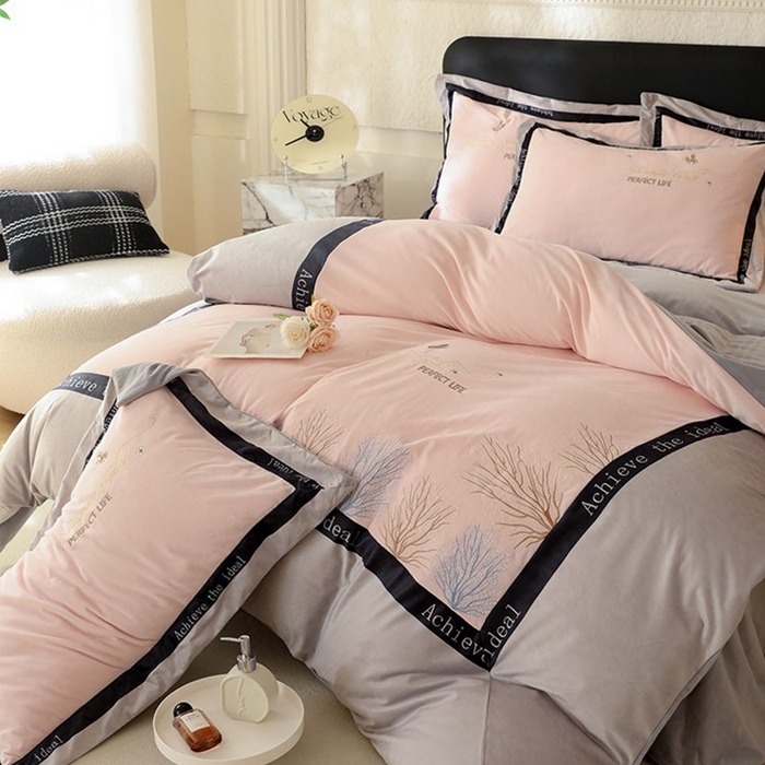 91家纺网 家纺一手货源 找家纺 唐人居 2025新款宝宝绒绣花四件套-塞纳河畔 塞纳河畔-紫粉