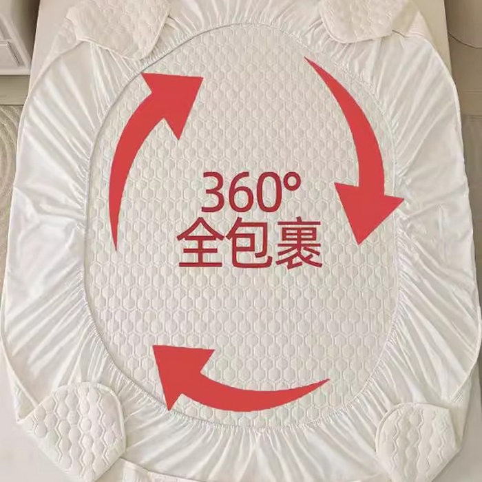 91家纺网 家纺一手货源 找家纺 （总）小米枕芯 2025新款磨毛舒适夹棉防水床笠六边形菱格防水床笠