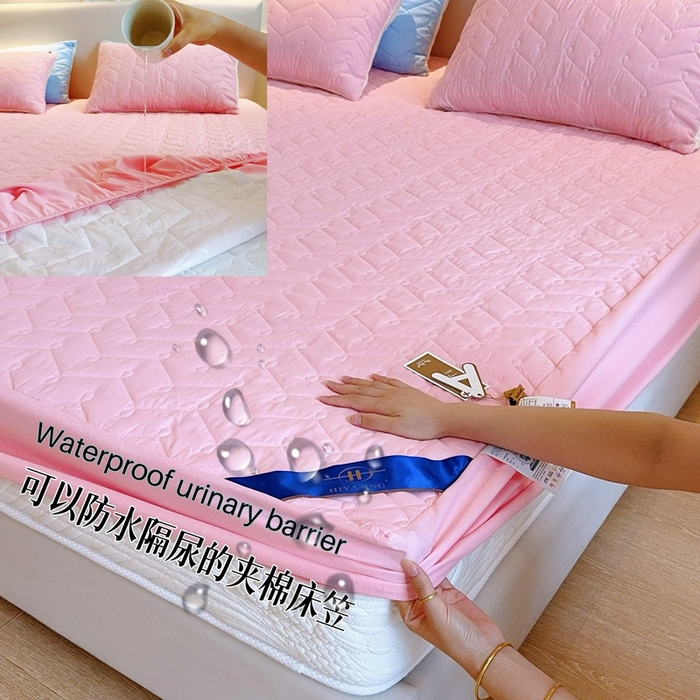 91家纺网 家纺一手货源 找家纺 （总）兜米2025新品供跨境外贸A类防水隔尿夹棉床笠加厚席梦思床垫保护罩