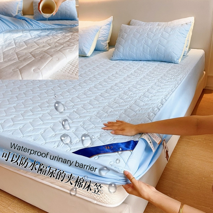 91家纺网 家纺一手货源 找家纺 （总）兜米2025新品供跨境外贸A类防水隔尿夹棉床笠加厚席梦思床垫保护罩