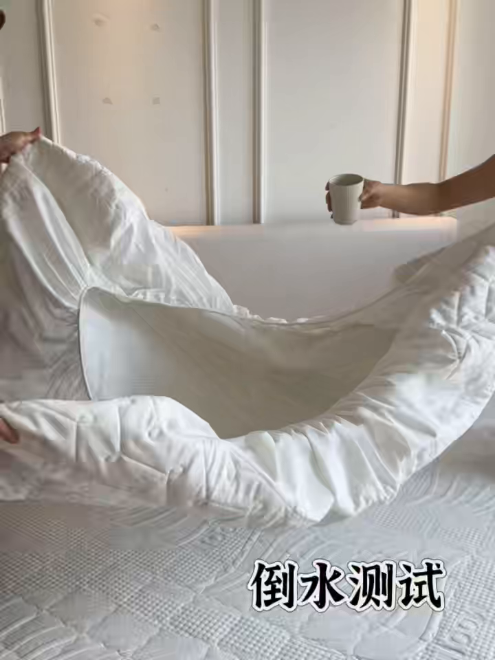91家纺网 家纺一手货源 找家纺 兜米2025新品供跨境外贸A类防水隔尿夹棉床笠加厚席梦思床垫保护罩 本白