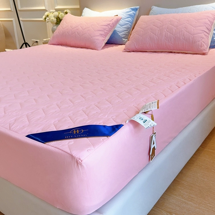 91家纺网 家纺一手货源 找家纺 兜米2025新品供跨境外贸A类防水隔尿夹棉床笠加厚席梦思床垫保护罩 粉色