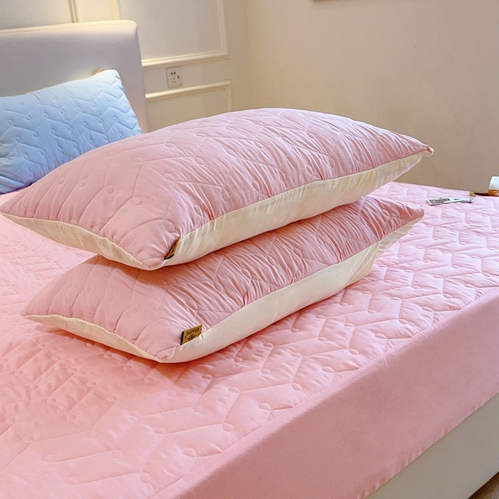 91家纺网 家纺一手货源 找家纺 兜米2025新品供跨境外贸A类防水隔尿夹棉床笠加厚席梦思床垫保护罩 粉色