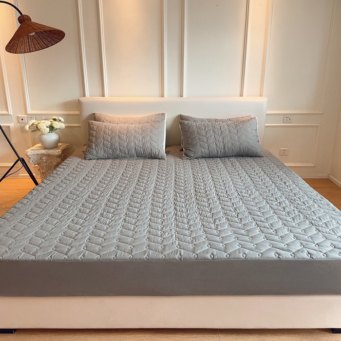 91家纺网 家纺一手货源 找家纺 兜米2025新品供跨境外贸A类防水隔尿夹棉床笠加厚席梦思床垫保护罩 灰色