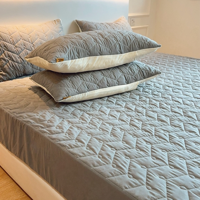 91家纺网 家纺一手货源 找家纺 兜米2025新品供跨境外贸A类防水隔尿夹棉床笠加厚席梦思床垫保护罩 灰色