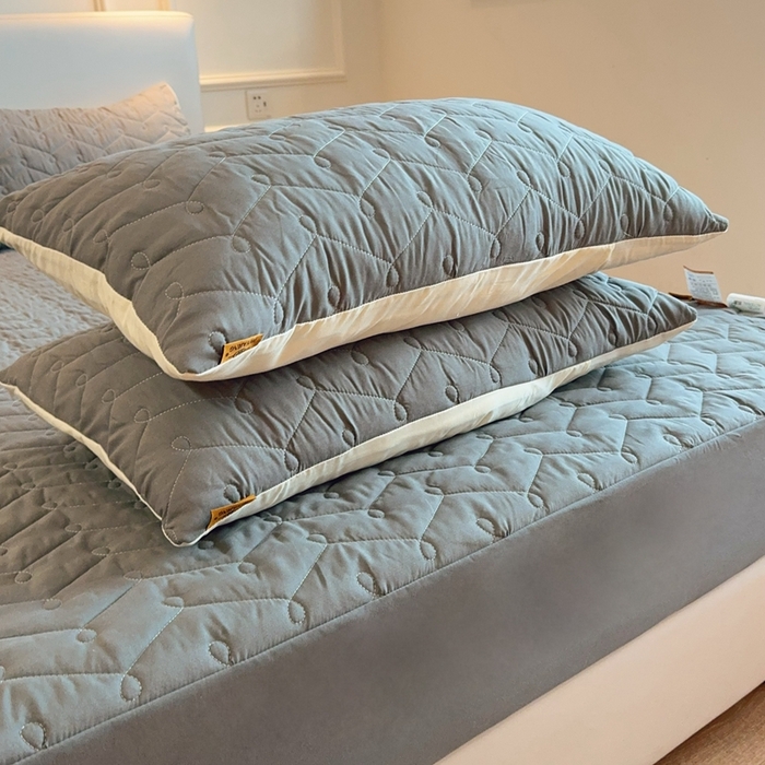 91家纺网 家纺一手货源 找家纺 兜米2025新品供跨境外贸A类防水隔尿夹棉床笠加厚席梦思床垫保护罩 灰色