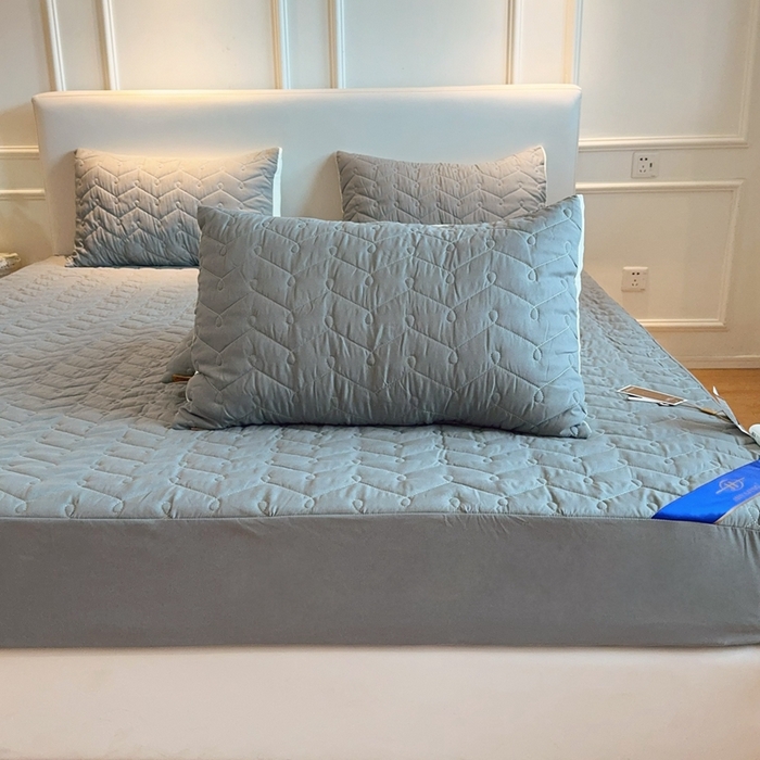 91家纺网 家纺一手货源 找家纺 兜米2025新品供跨境外贸A类防水隔尿夹棉床笠加厚席梦思床垫保护罩 灰色