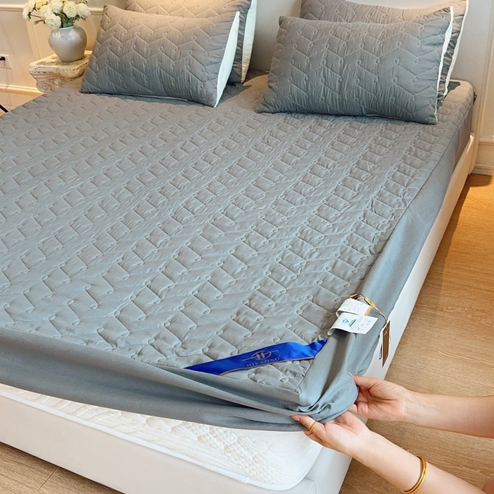 91家纺网 家纺一手货源 找家纺 兜米2025新品供跨境外贸A类防水隔尿夹棉床笠加厚席梦思床垫保护罩 灰色