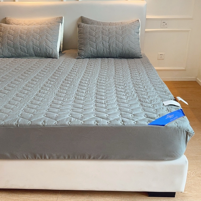 91家纺网 家纺一手货源 找家纺 兜米2025新品供跨境外贸A类防水隔尿夹棉床笠加厚席梦思床垫保护罩 灰色