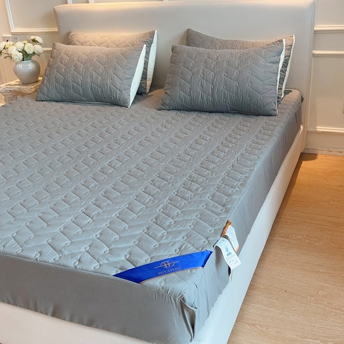 91家纺网 家纺一手货源 找家纺 兜米2025新品供跨境外贸A类防水隔尿夹棉床笠加厚席梦思床垫保护罩 灰色