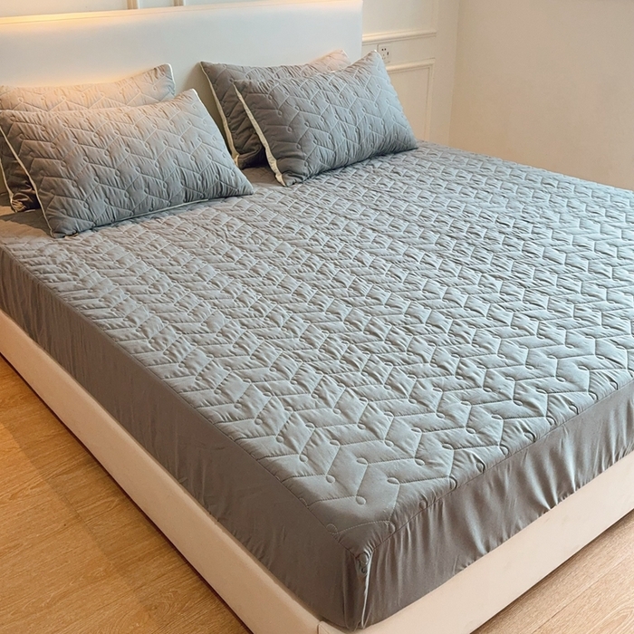 91家纺网 家纺一手货源 找家纺 兜米2025新品供跨境外贸A类防水隔尿夹棉床笠加厚席梦思床垫保护罩 灰色