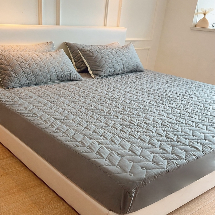 91家纺网 家纺一手货源 找家纺 兜米2025新品供跨境外贸A类防水隔尿夹棉床笠加厚席梦思床垫保护罩 灰色