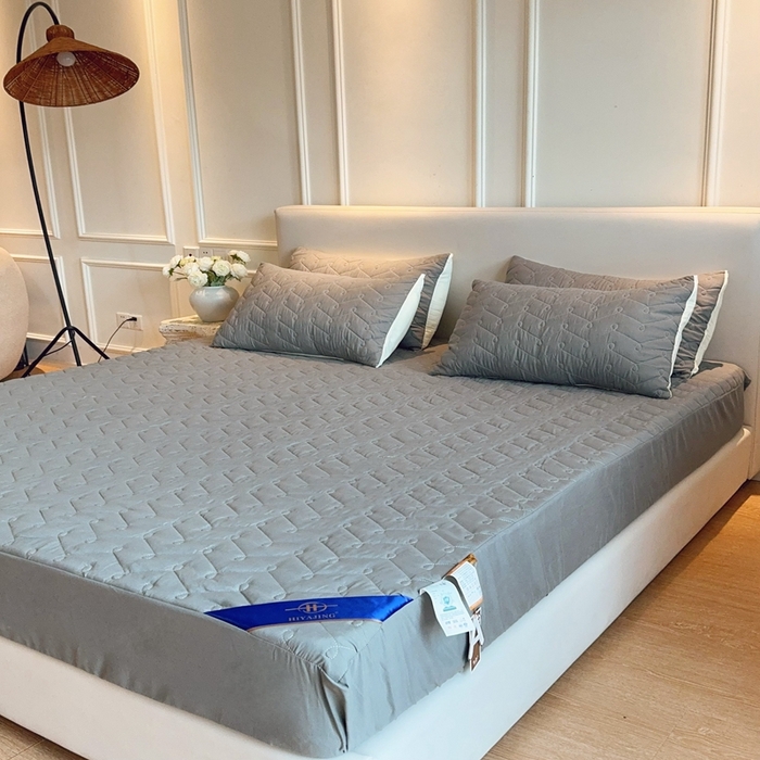 91家纺网 家纺一手货源 找家纺 兜米2025新品供跨境外贸A类防水隔尿夹棉床笠加厚席梦思床垫保护罩 灰色
