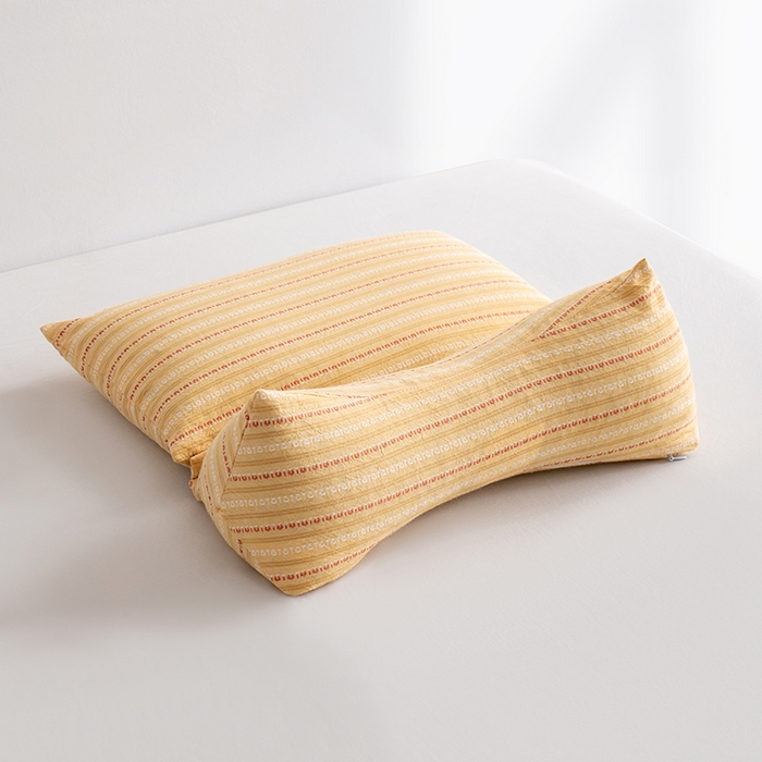 91家纺网 家纺一手货源 找家纺 小米枕芯 2025新款全棉水洗棉组合荞麦枕 枕头枕芯 可拆卸的三角组合枕 黄色