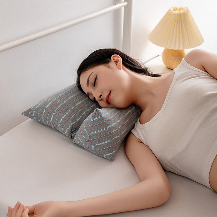 91家纺网 家纺一手货源 找家纺 小米枕芯 2025新款全棉水洗棉组合荞麦枕 枕头枕芯 可拆卸的三角组合枕 米兰深