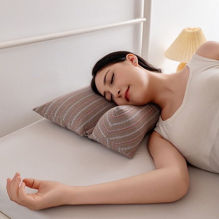 91家纺网 家纺一手货源 找家纺 小米枕芯 2025新款全棉水洗棉组合荞麦枕 枕头枕芯 可拆卸的三角组合枕 草木灰