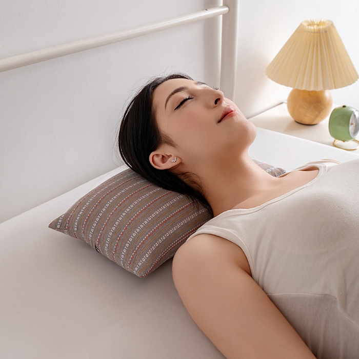 91家纺网 家纺一手货源 找家纺 小米枕芯 2025新款全棉水洗棉组合荞麦枕 枕头枕芯 可拆卸的三角组合枕 草木灰