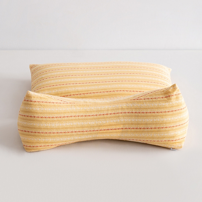 91家纺网 家纺一手货源 找家纺 小米枕芯 2025新款全棉水洗棉组合荞麦枕 枕头枕芯 可拆卸的三角组合枕 黄色