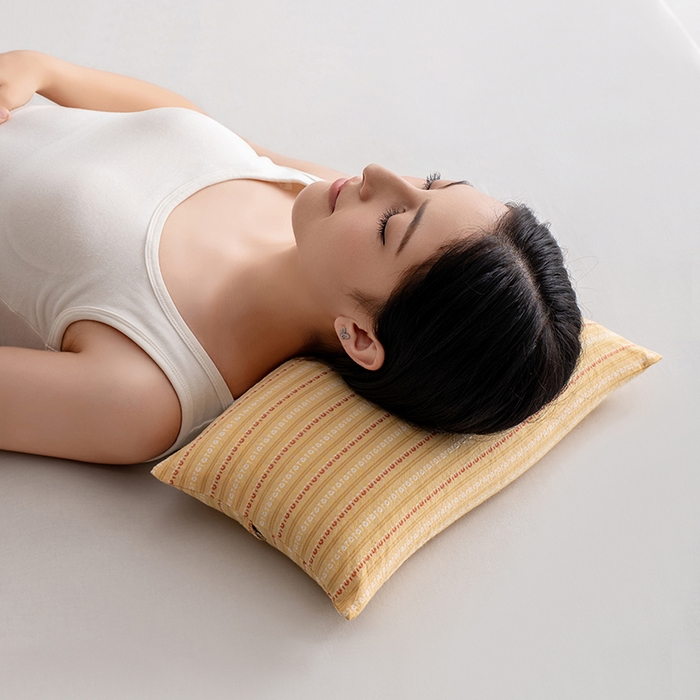 91家纺网 家纺一手货源 找家纺 小米枕芯 2025新款全棉水洗棉组合荞麦枕 枕头枕芯 可拆卸的三角组合枕 黄色