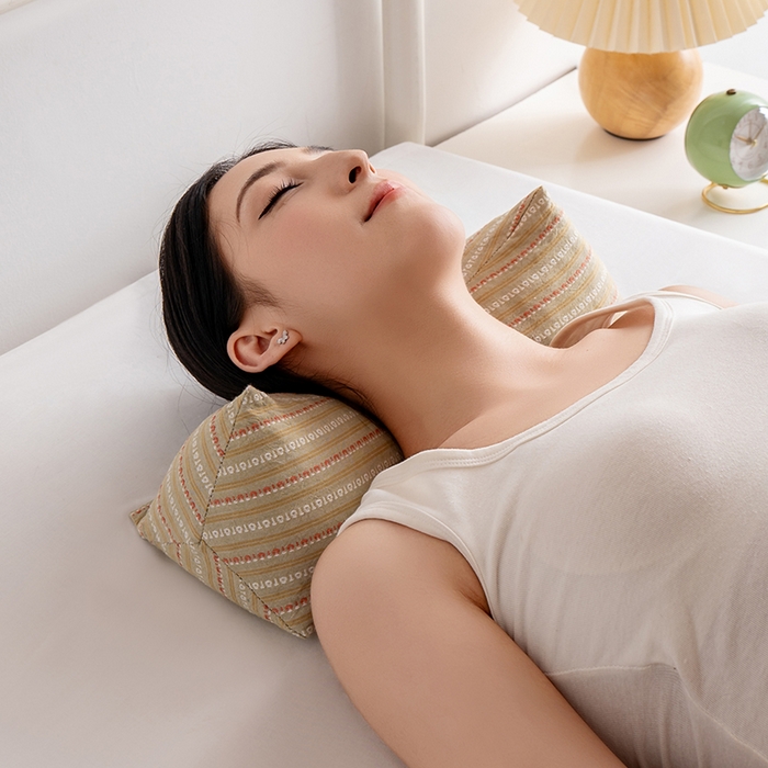 91家纺网 家纺一手货源 找家纺 小米枕芯 2025新款全棉水洗棉组合荞麦枕 枕头枕芯 可拆卸的三角组合枕 卡其