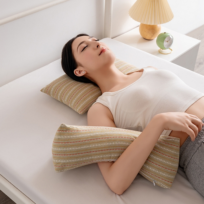 91家纺网 家纺一手货源 找家纺 小米枕芯 2025新款全棉水洗棉组合荞麦枕 枕头枕芯 可拆卸的三角组合枕 卡其