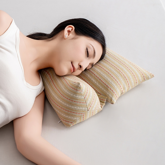 91家纺网 家纺一手货源 找家纺 小米枕芯 2025新款全棉水洗棉组合荞麦枕 枕头枕芯 可拆卸的三角组合枕 卡其