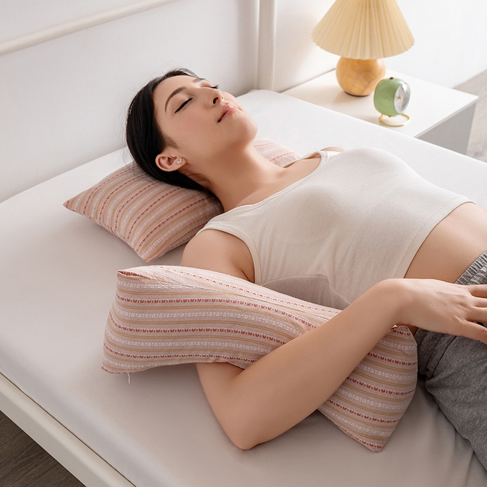 91家纺网 家纺一手货源 找家纺 小米枕芯 2025新款全棉水洗棉组合荞麦枕 枕头枕芯 可拆卸的三角组合枕 樱花粉