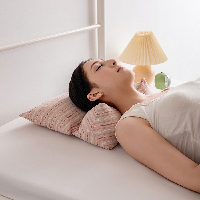 91家纺网 家纺一手货源 找家纺 小米枕芯 2025新款全棉水洗棉组合荞麦枕 枕头枕芯 可拆卸的三角组合枕 樱花粉