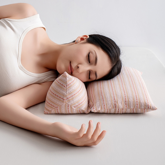 91家纺网 家纺一手货源 找家纺 小米枕芯 2025新款全棉水洗棉组合荞麦枕 枕头枕芯 可拆卸的三角组合枕 樱花粉