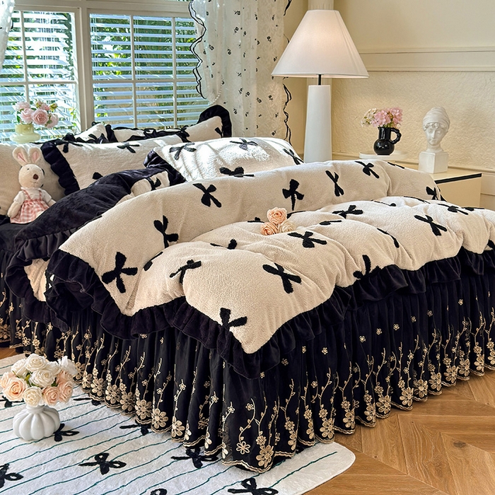 91家纺网 家纺一手货源 找家纺 （总）唐人居 2025新款高克重阳离子绒花边雕花套件