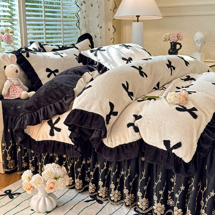 91家纺网 家纺一手货源 找家纺 （总）唐人居 2025新款高克重阳离子绒花边雕花套件