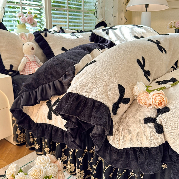 91家纺网 家纺一手货源 找家纺 （总）唐人居 2025新款高克重阳离子绒花边雕花套件