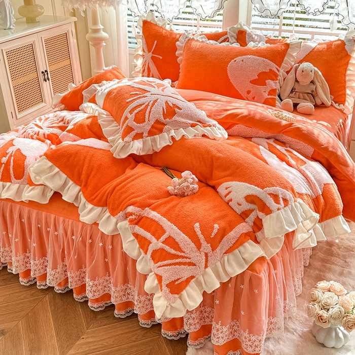 91家纺网 家纺一手货源 找家纺 （总）唐人居 2025新款高克重阳离子绒花边雕花套件