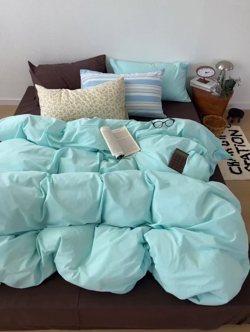 91家纺网 家纺一手货源 找家纺 （总）蜜宿 2025新款混搭全棉水洗棉四件套-薄巧椰奶