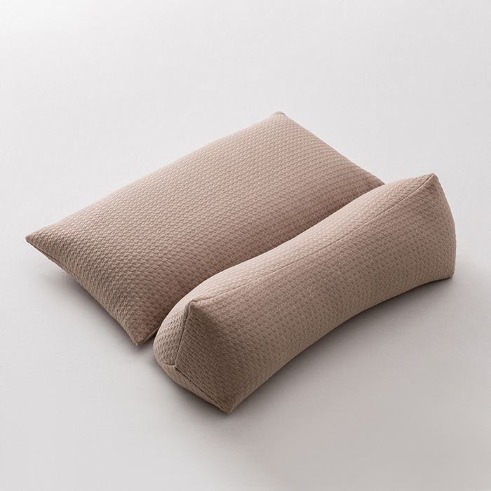 91家纺网 家纺一手货源 找家纺 小米枕芯 2025新款针织组合荞麦 护颈三角荞麦组合枕 可拆卸升级荞麦枕 咖色