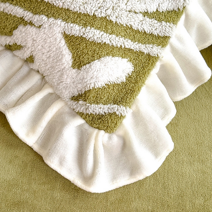 91家纺网 家纺一手货源 找家纺 唐人居 2025新款高克重阳离子绒花边雕花套件 蝴蝶-草绿