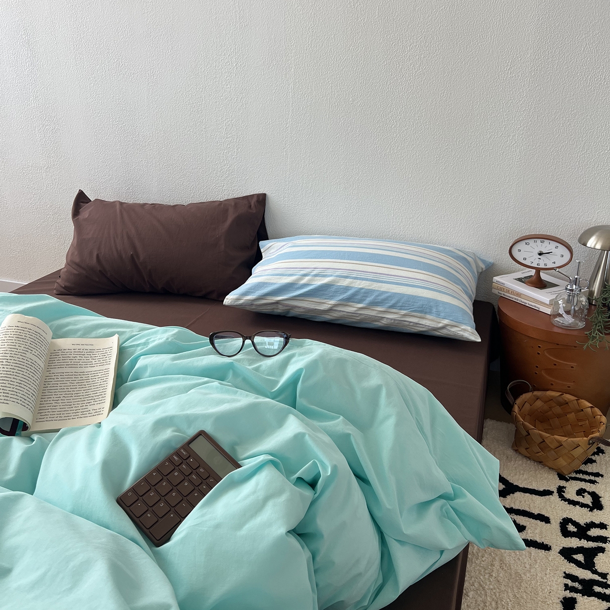 蜜宿 2025新款混搭全棉水洗棉四件套-薄巧椰奶 薄巧椰奶（枕套-巧克力+条纹）