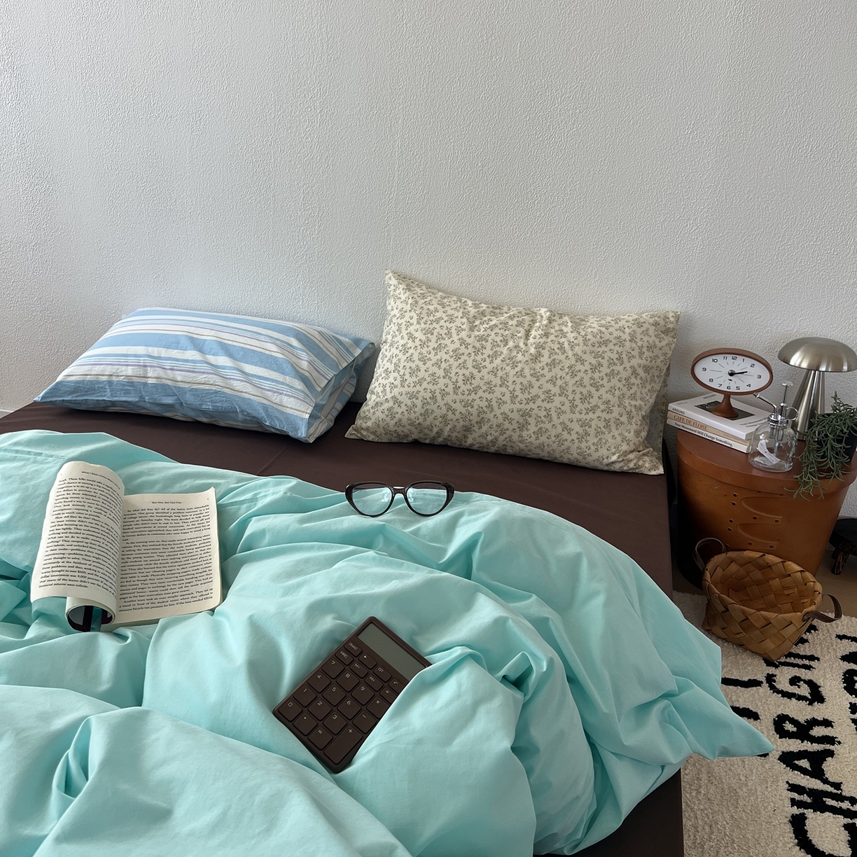 蜜宿 2025新款混搭全棉水洗棉四件套-薄巧椰奶 薄巧椰奶（枕套-条纹+繁花）