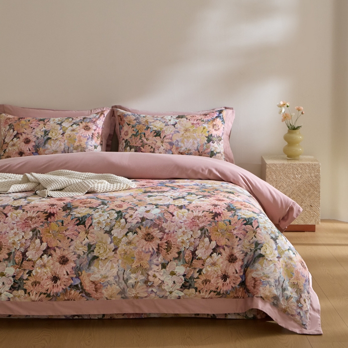 91家纺网 家纺一手货源 找家纺 （总）禾时 2025新款全棉纯棉贡缎数码50双股长绒棉磨毛四件套（带高档礼盒）