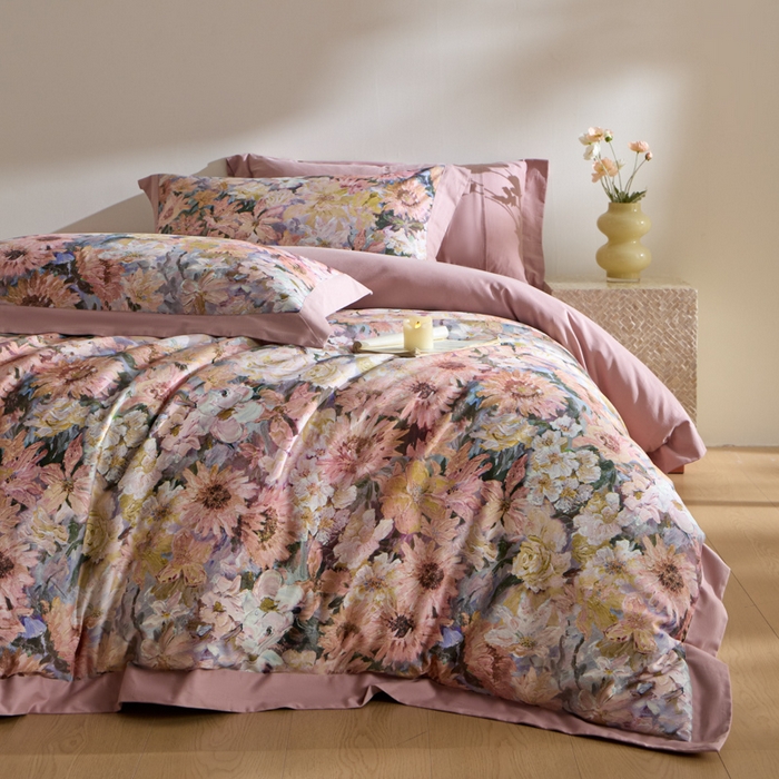 91家纺网 家纺一手货源 找家纺 （总）禾时 2025新款全棉纯棉贡缎数码50双股长绒棉磨毛四件套（带高档礼盒）